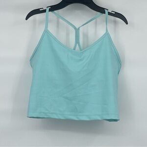 Lezat light blue racer strap back cropped athletic top